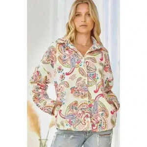 Emily Wonder Paisley Floral  Button Sz m Dopamine Collar Childhood Core